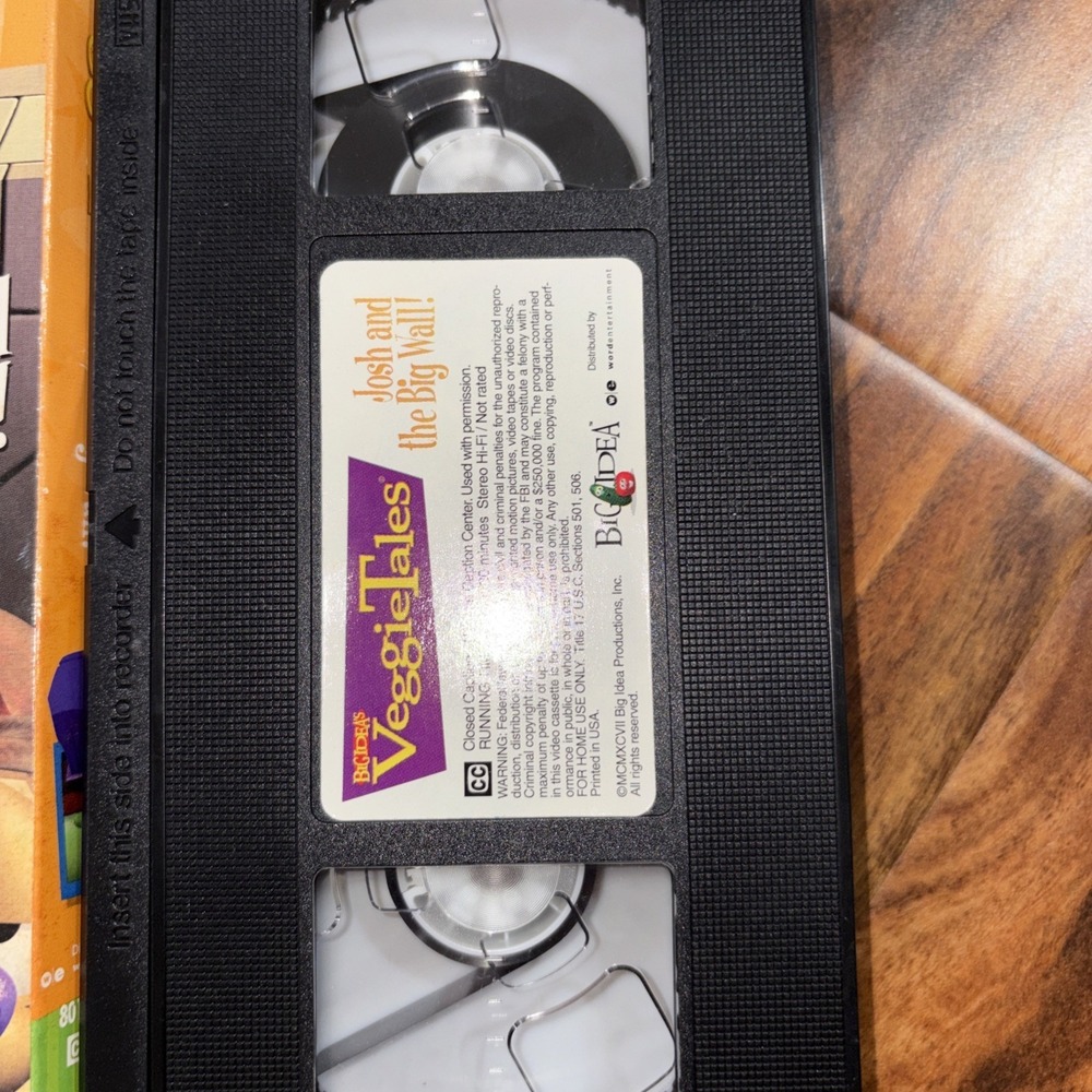 VeggieTales Josh And The Big Wall (Obedience) VHS Slipcover Tested & Working!! - Picture 5 of 5